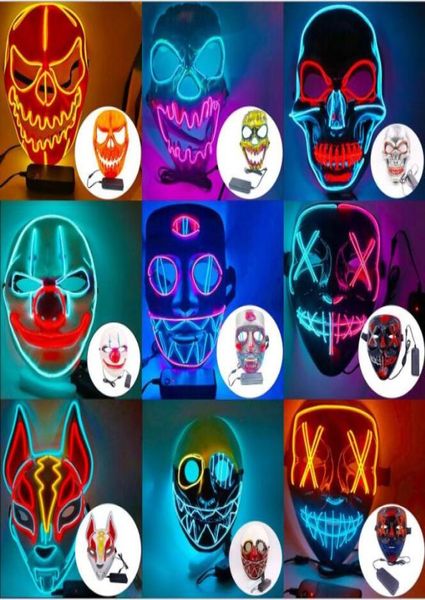 Designer máscara facial Decorações de Halloween Halloween Glow máscara material PVC LED Halloween Mulheres Homens Máscara trajes para adultos casa de3715154