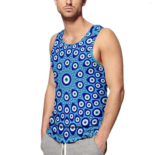 Männer Tank Tops Nazar Evil Eye Top Männer Griechisch Mati Sportswear Sommer Gym Benutzerdefinierte Ärmellose Shirts Plus Größe 4XL 5XL