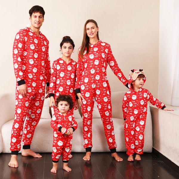 Aile Eşleşen Kıyafetler Noel Hediye Pijamaları Sevimli Geyik Kulak Kapşonlu Tulum Anne Baba Çocuk Bebek Kıyafetleri Sarsıntılar Xmas Görünüm 231129