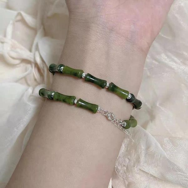 Charm Bracelets Green Jade Bamboo Beads Herren- und Liebhaber-Damen-hochwertiger Armband-Schmuck