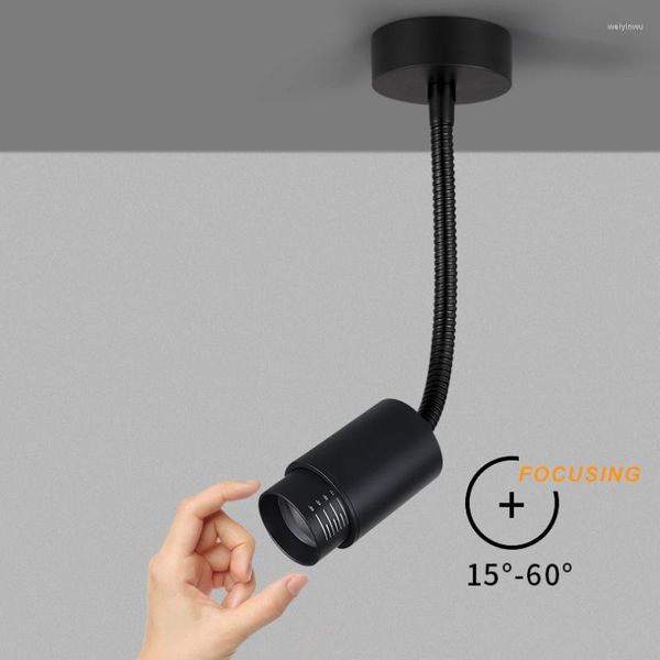 Deckenleuchten Schwarz LED Schienenleuchte 5W Spot COB Schwanenhals Geländer Wohnzimmer Haushalt Innenlampe