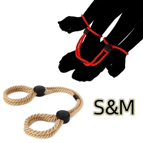 Prodotti per massaggi Giochi per adulti BDSM Bondage sexy Giocattoli di cotone regolabile Restrizioni per il corpo Manette Corda per uomo Donna Coppia polsi Polsini alla caviglia