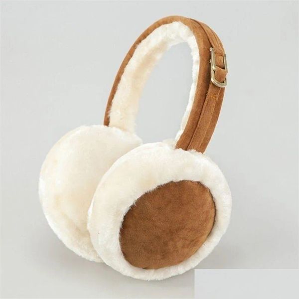 Protetores de orelha de pelúcia quente earmuffs imitação de pele unissex estilo doce cor pura moda dobrável macio simples ajustável acessórios de inverno kaleen CXD2311305-6