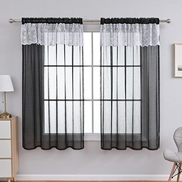 Vorhang Modern Lace White Window Drapes Solid Tüll Sheer Short Curtains For Kitchen Cabinet Door Bedroom Home Decor