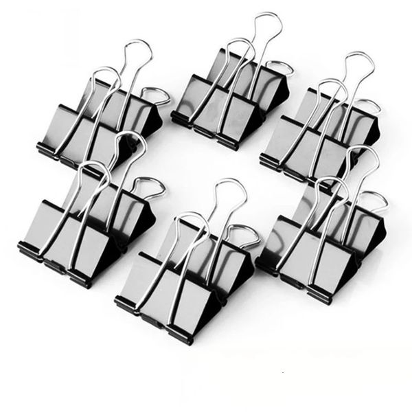 Portablocco 12PCS Clip per carta in metallo Ripiegabile Clip per raccoglitore Morsetti per impugnatura nera Documenti per ufficio Cancelleria scolastica 231130