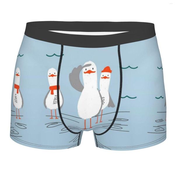 Unterhose Seagull Cartoon Cute Mens Unterwäsche Polyester Print Double Sides Printed Soft Breathable Machine Wash Panties Herren Shorts