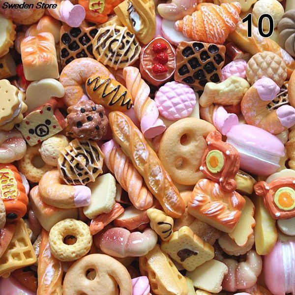 Deko-Objekte 10 Stück niedliche Mini-Donut-Brot-Puppe Lebensmittelwaage Puppenhaus-Miniatur-Kawaii-Zubehör Home Craft Decor Cake Kids Kitchen Toys 230428