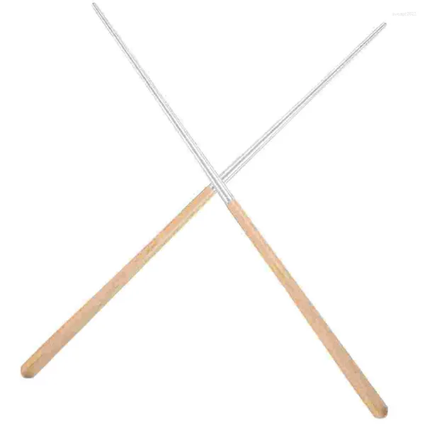 Set di stoviglie 2 paia di bacchette per friggere Wok giapponese in acciaio inossidabile, lunghe tagliatelle in legno, riutilizzabili, per cucinare, pentola cinese