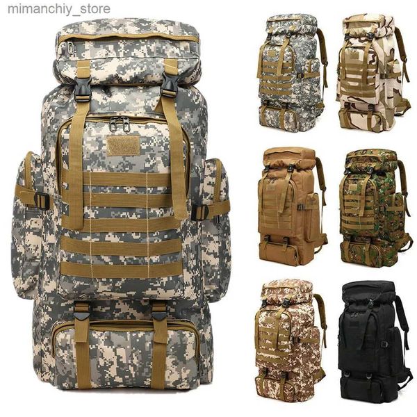 Sacos ao ar livre 80L À Prova D 'Água Mol Camo Tático Mochila Militar Exército Caminhadas Camping Mochila Viagem Mochila Esportes Ao Ar Livre Saco de Escalada Q231130