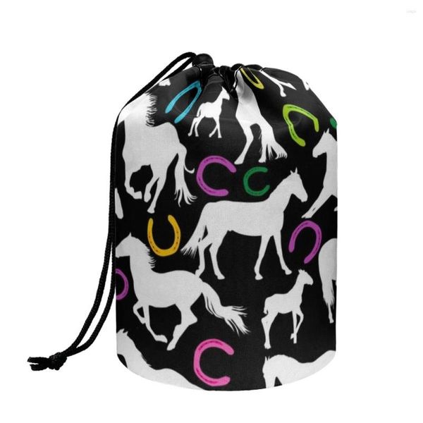 Bolsas de cosméticos forudesign colorfui impressão de cavalos de impressão de cavalos de grande capacidade para armazenamento de produtos para cuidados com a pele de produtos de maquiagem Organizador