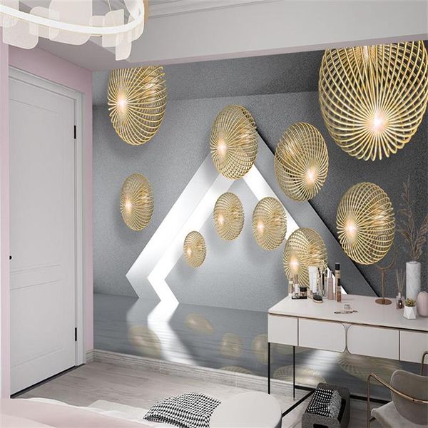 3d impressão personalizada decoração de interiores papel parede esfera metal espaço estendido moderno simples cobrindo quarto tv fundo parede sti158l