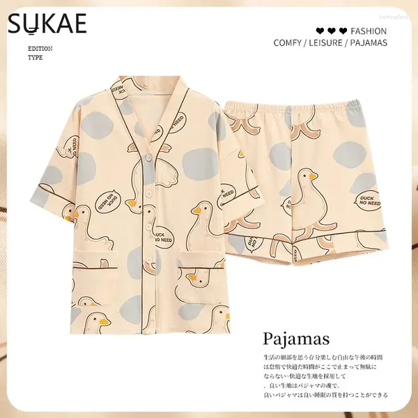 Mulheres Pijamas Sukae M-5XL Japonês Kimono Estilo Nightwear Mulheres Roupas Lazer Pijamas para Senhora Verão Pijamas de Algodão Macio Senhoras