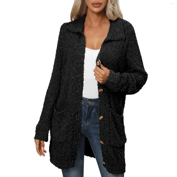 Casacos femininos inverno para mulheres 2023 casaco quente manga longa botão aberto frente cardigan outwear coreano comentários muitas roupas