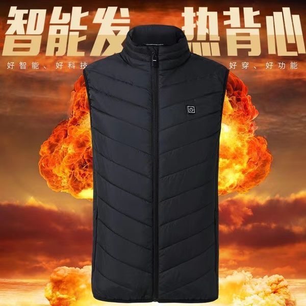 Giacche da uomo Inverno due zone riscaldamento elettrico gilet di ricarica colletto rialzato gilet casual cerniera vestiti intelligenti per uomo e donna abbigliamento in cotone resistente al freddo 220406