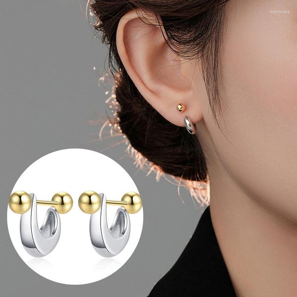 Orecchini a bottone Perline a vite semicircolare geometriche minimaliste a forma di C per gioielli da donna alla moda