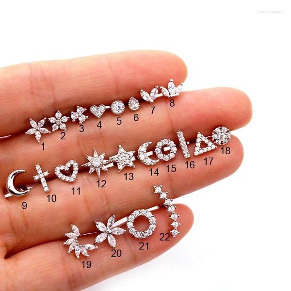 Brincos de parafuso prisioneiro moda 316 aço inoxidável mini zircão cartilagem piercing brinco para mulheres tragus jóias do corpo feminino 1pc