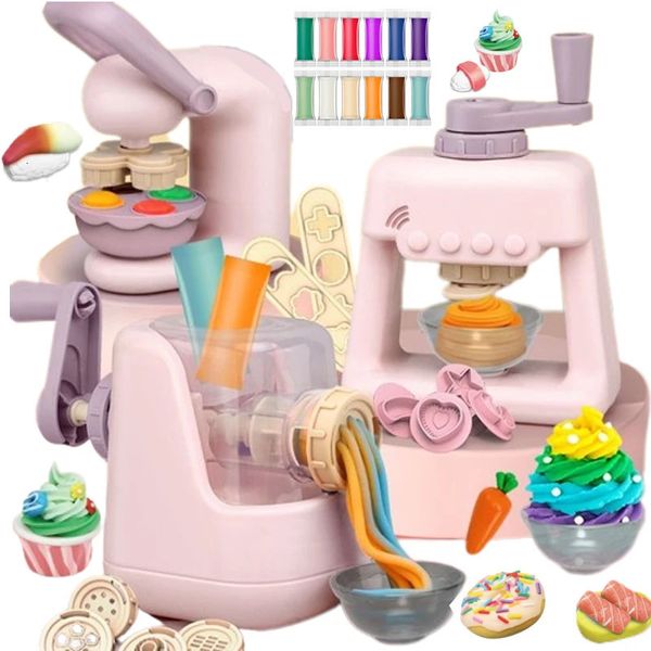 Modellazione di pasta di argilla 2023 Simulazione di stampi in plastilina Set di torta di tagliatelle colorate per regalo di compleanno per bambini 231129