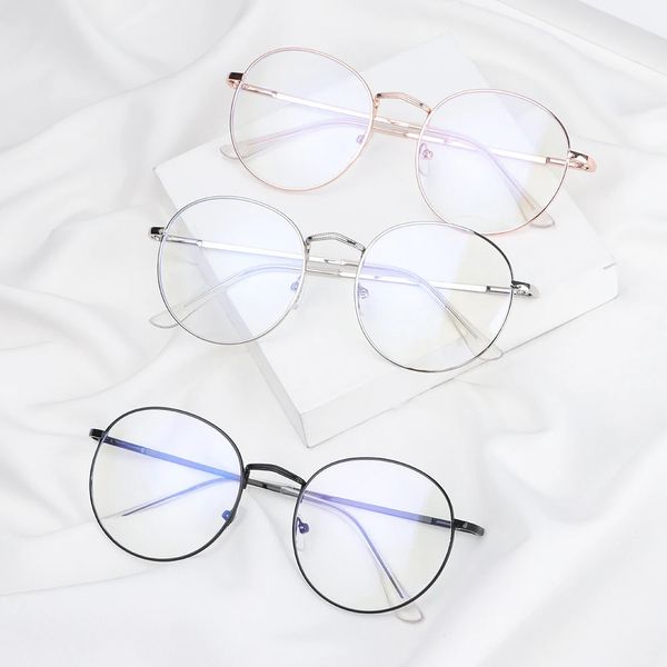 Montature per occhiali da sole Occhiali vintage anti luce blu Lenti rotonde Miopia Specchio ottico Metallo UV Occhiali trasparenti Ultra Frame Unisex 231130
