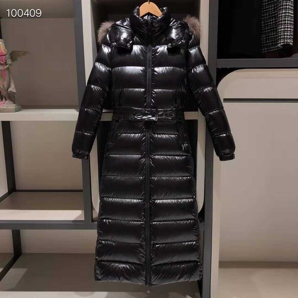 Mulheres para baixo Parkas High end inverno longo ganso para mulheres Qimengkou jaqueta para mulheres cintura cinched joelho alta gola de pele de raposa espessada