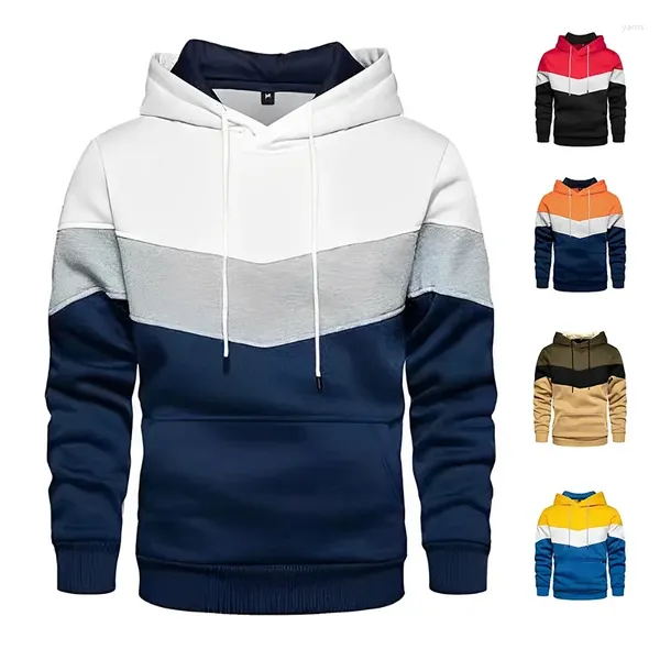 Erkek Hoodies 2023 Sonbahar Erkekler Patchwork kapüşonlu açık spor giyim sokak moda erkek polar termal kapüşonlu sweatshirt