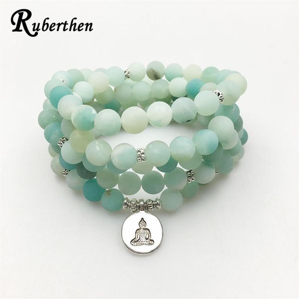 Ruberthen 2017 Nuovo design Ab amazonite Mala Beads Bracciale Trendy Yoga Collana Bracciale in pietra naturale fatto a mano di alta qualità J1907261L