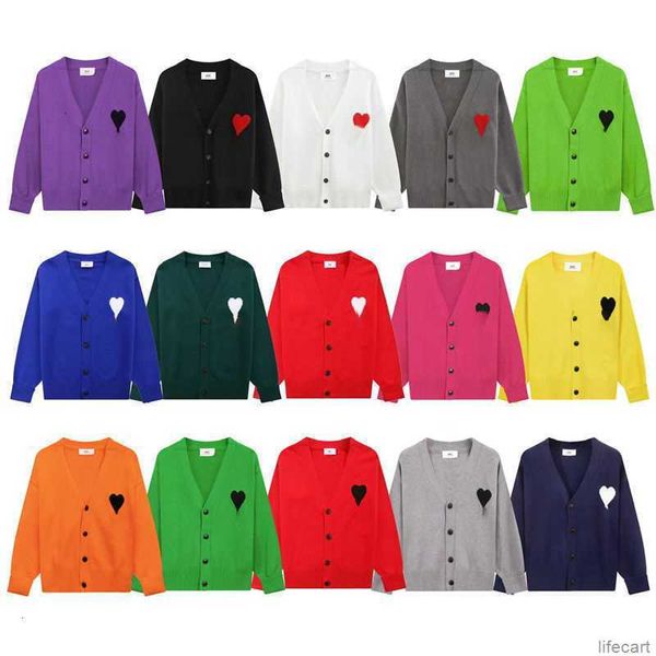 Designer Ami Sweater Mulheres Mens Knitwear Moda Stripe Homens Paris Camisola De Malha Camisas De Manga Longa Francês High Street Bordado Coração Padrão Malhas