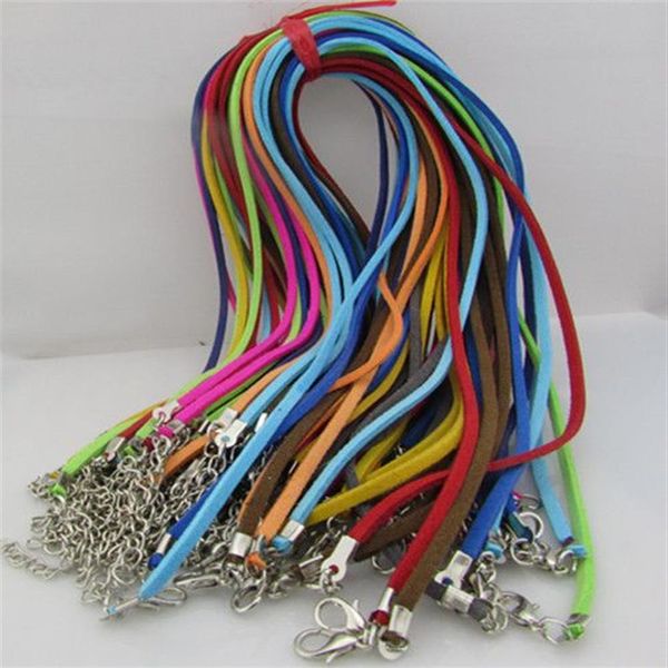 Cordoncino per collana in pelle scamosciata regolabile in colori assortiti da 50 pezzi / lotto con chiusura a moschettone 3 mm 18-20 pollici221O