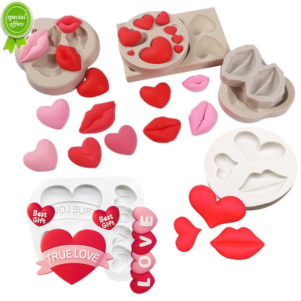New Lip Heart LOVE Shapes Stampo in silicone Sugarcraft Cookie Cupcake Chocolate Baking Mold Strumenti per decorare torte fondente