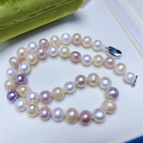 Catene Bellissima collana di perle naturali da 10-11 mm, colore caramello, rotondo quasi positivo per il regalo della mamma