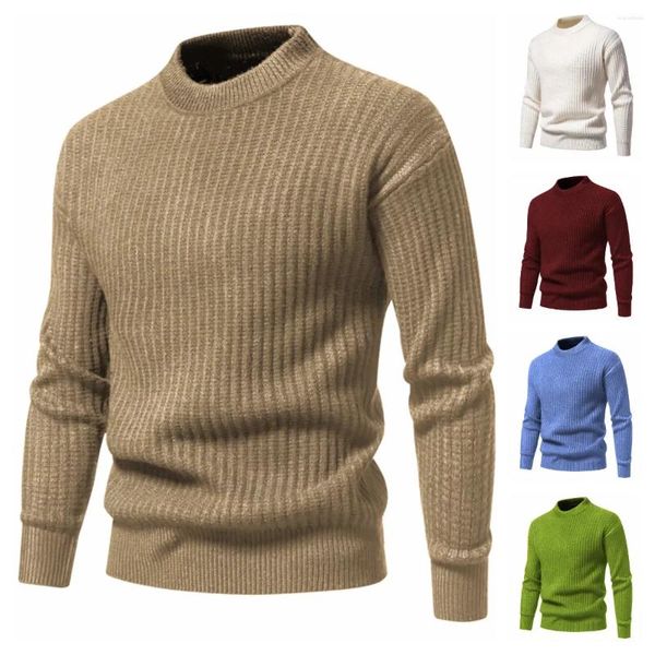 Herrenpullover Herbst Winter Warmer Strickpullover Herren Weiche Baumwolle Lässiger Rundhals-Herbstpullover Top-Pullover