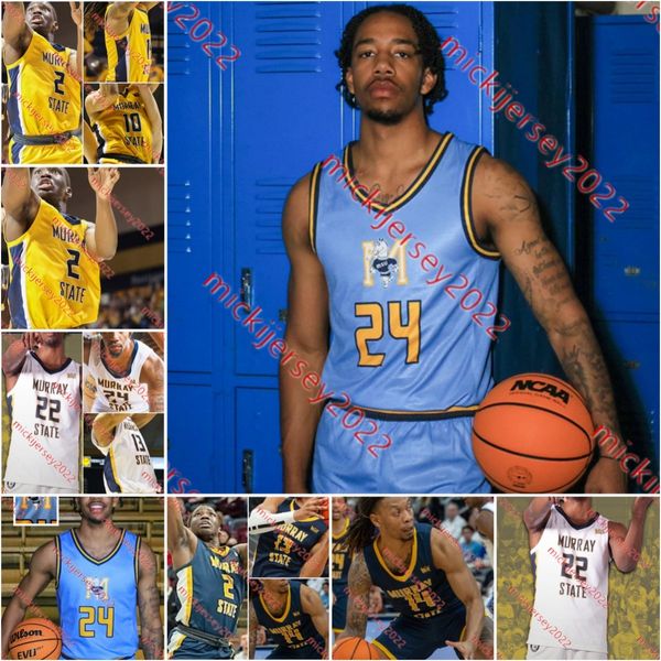 Maglia da basket Murray State Racers John McCrear Alden Applewhite Nick Ellington Shawn Walker Jr. Lawrent Rice Fletcher Boatright Malek Abdelgowad Maglie da uomo