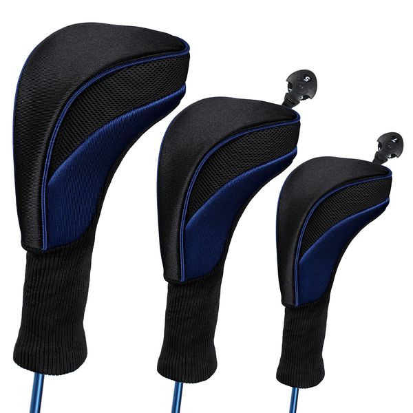 Клуба Heads 3pcsset Golf Club Headcover Headcover Long Neck Head Cover для водителя Fairway Hybrid вязаная ткань для гольф