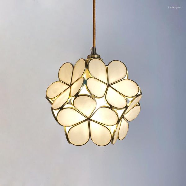 Подвесные лампы ручной работы японская латунная лампа скандинавская спальня Стекло стекло светильники