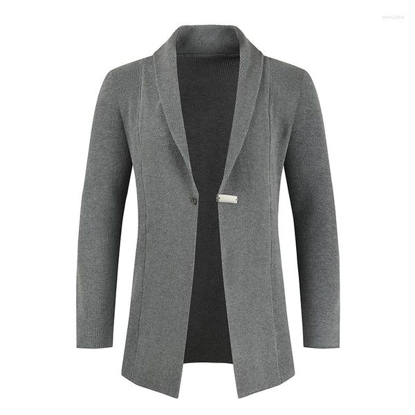 Trench da uomo Uomo 2023 Autunno e inverno Cappotto commercio estero Cardigan Risvolto Maglione aderente Business Casual Formale Medio lungo