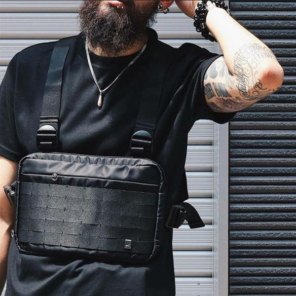 Sacos de cintura Cross Body Peito Rig Bag Streetwear Preto Hip Hop Fanny Pack Homens Ajustável Tactical Kanye Packs2676