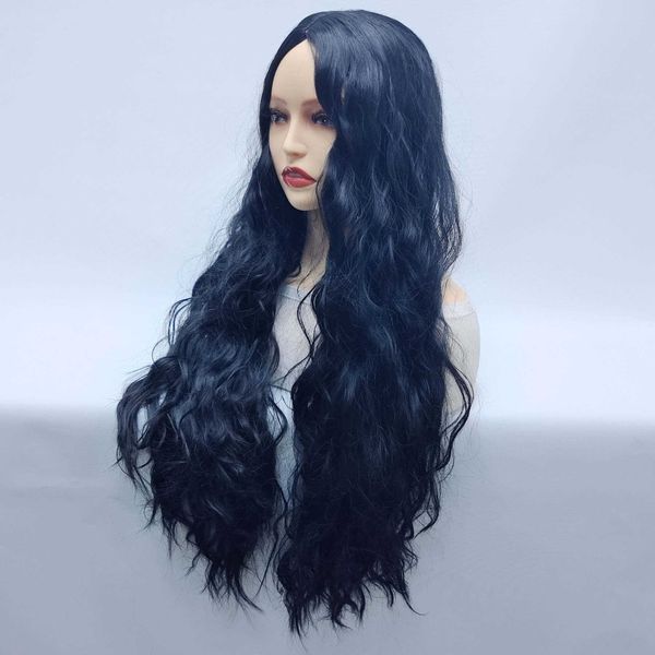 Rendendo novo estilo peruca para meninas preto longo peruca de cabelo capa de cabeça milho perm cabelo longo encaracolado natural versão coreana peruca capa