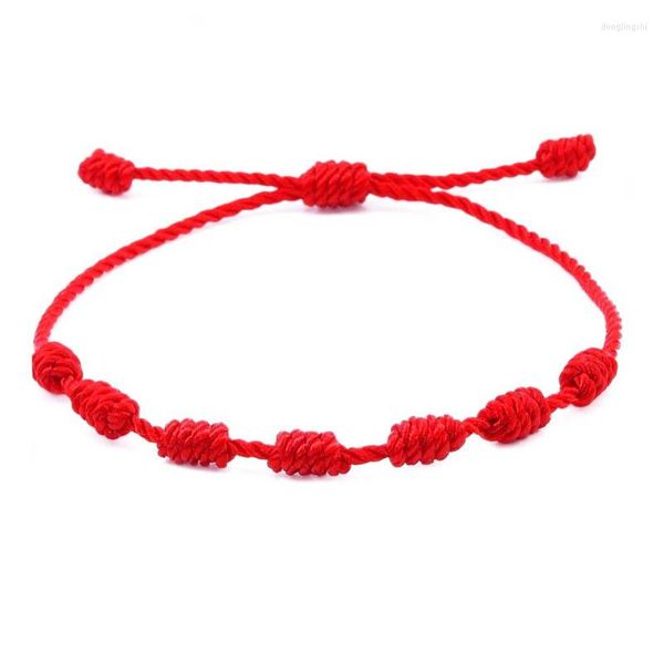 Strang Red String Armbänder verstellbar mit 7 Knoten Good Luck Cord Armband Amulett für Schutz Freundschaft Männer Frauen Paar Geschenk