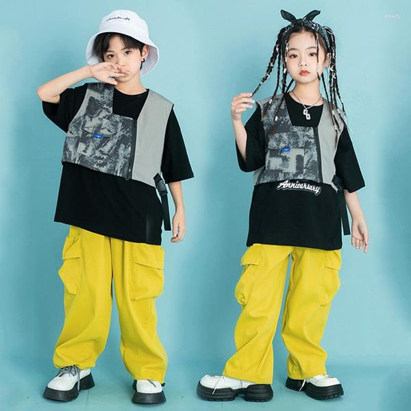 Bühnenkleidung Sommer Jazz Dance Kostüme für Kinder Lose Weste Kpop Kleidung Mädchen Jungen Ballsaal Hip Hop Performance DQS12633