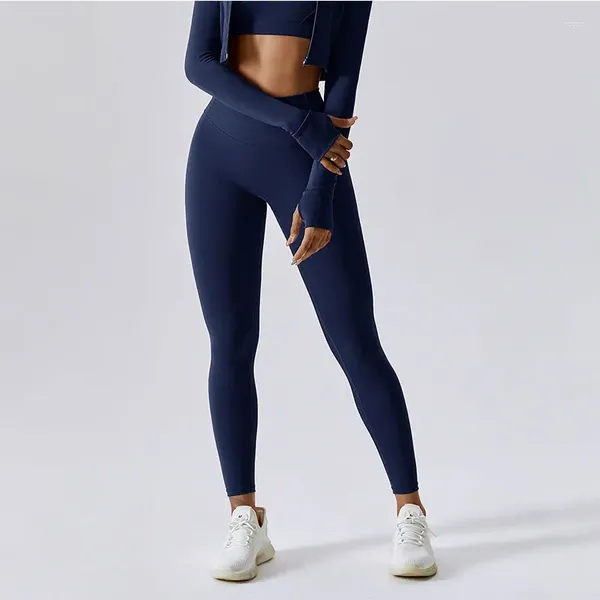 Pantaloni attivi No T Line Yoga Leggings da palestra Donna Ragazza Fitness Collant morbidi Vita alta Elastico traspirante Sport Nylon