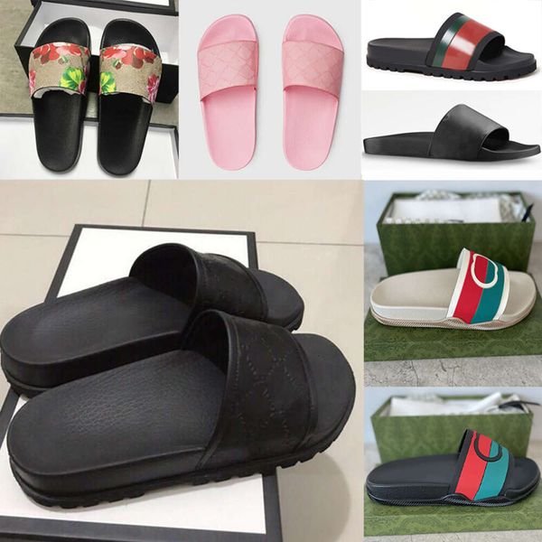Designer Slides Pantofole piatte Sandali in gomma per uomo Donna Moda Nero Rosa Summer Beach Infradito sexy con scatola EU35-46 Con scatola NO010