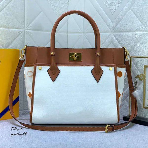 Tasarımcı Tote Kadınlar Günlük Crossbody Alışveriş Torbası Omuz Çanta Twist Kilit Tuval Deri Nakış Tufting Büyük Kapasite