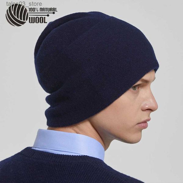 Cappellini Beanie/Skull % Cappello Beanie Slouchy lavorato a maglia invernale in lana australiana Cappelli Skullies in cashmere per uomo Donna Cappellini Q231130