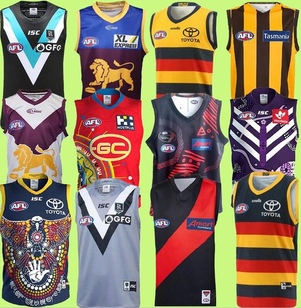 AFL Port Adelaide Crows Essendon Bombers Trikot Brisbane Lions Fremantle Dockers Tanktop Gold Coast Suns Hawthorn Hawks Weste Regeln Fußballtrikots 6899