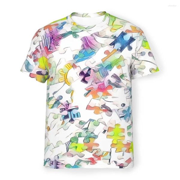 Herren T-Shirts Galathi Puzzle Time Again Polyester T-Shirts Jigsaw Männer Harajuku Streetwear Dünnes Hemd Rundhalsausschnitt