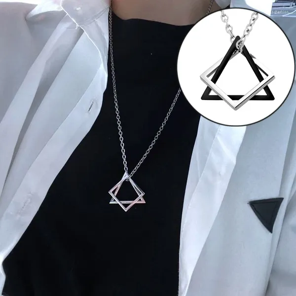 Anhänger Halsketten 2023 Ankunft Quadrat Dreieck Ineinandergreifende Halskette Frauen Männer Edelstahl Trendy Geometrische Streetwear Choker Schmuck
