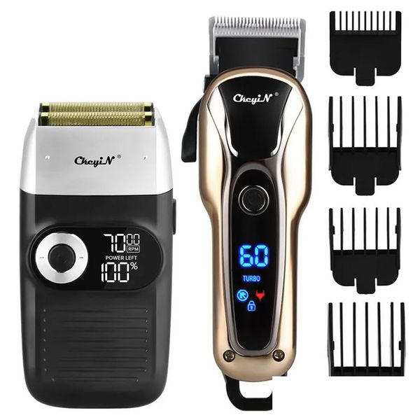 Aparador de cabelo profissional barbeiro clipper men recarregável elétrica blad cabeça barbeador barba nariz corpo navalha cortador hine gota del dhimz