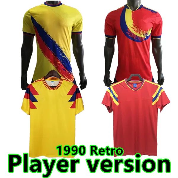 Valderrama Retro 1990 Colômbia Futebol Jersey Edição Especial JAMES Camisa de Futebol 2022 2023 Versão do Jogador FALCAO Juventude Criança Camiseta De Futbol Maillot
