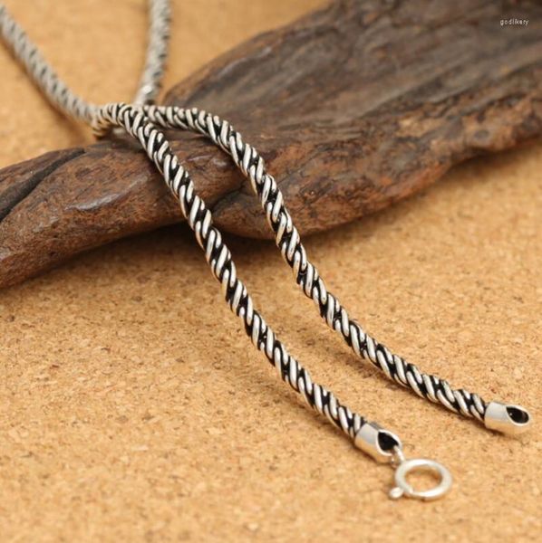 Catene in argento puro da 3 mm di spessore con corda intrecciata, collana a maglie incrociate, gioielli in argento sterling 925