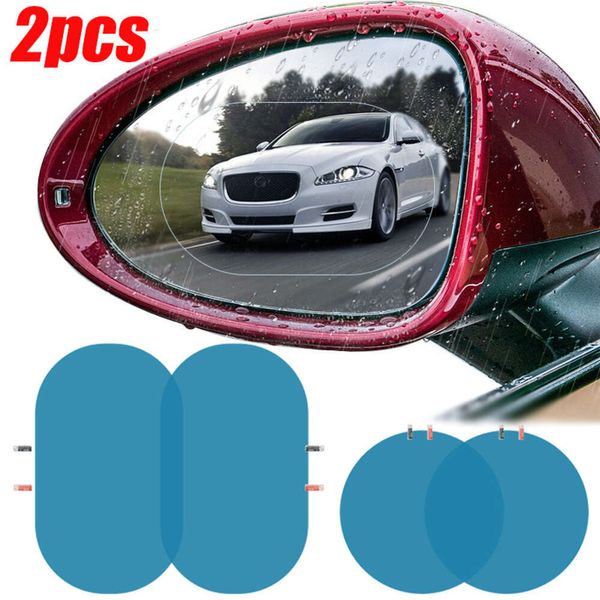 Atualizar 2 pçs espelho retrovisor do carro filme à prova de chuva anti-nevoeiro adesivos protetores espelho retrovisor transparente decalques filme acessórios automóveis