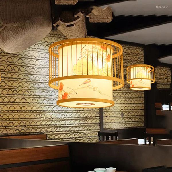 Pendelleuchten Chinesisches Restaurant Lampe El Wohnzimmer Gang Tee Japanische Dekorative Kunst Handgemachter Bambus Kronleuchter